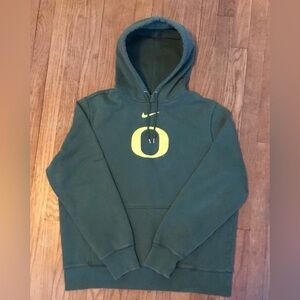 Vintage center swoosh Oregon Nike Dark Green Hoodie with Gray Lining